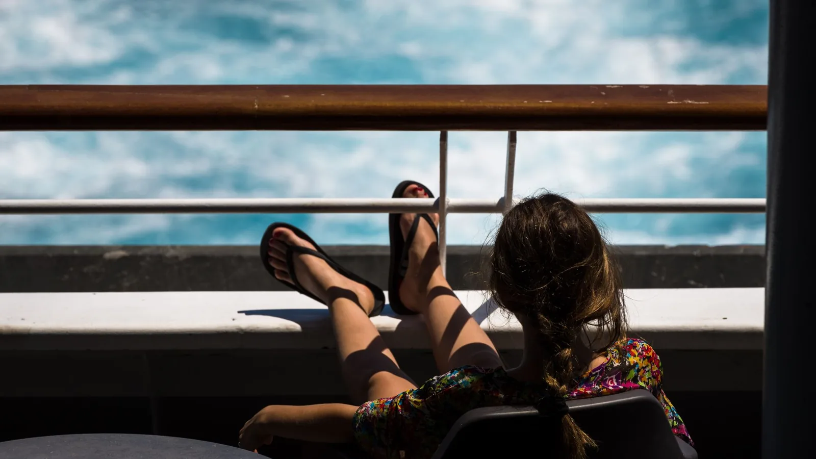 Cruise ship balcony cabin at sea