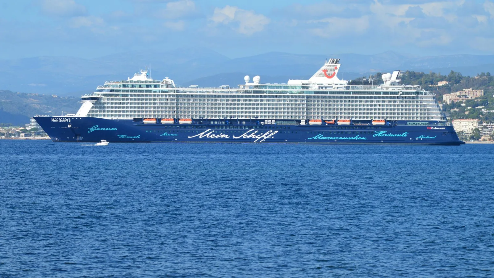 Cruise ship docked at a Caribbean port